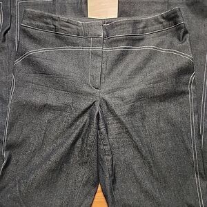 Alberto Makali Chino Dress Pants Bootcut Mid Rise Black/White Stich Womens Sz 6